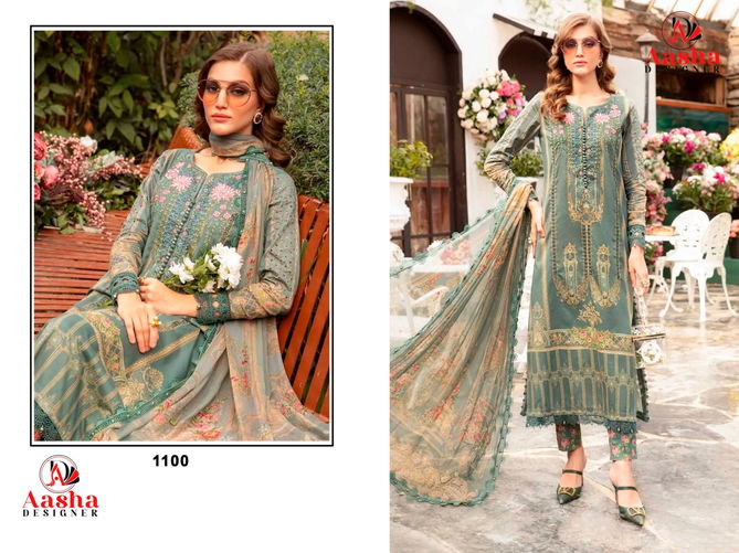 Aasha 1100 Cotton Embroidery Patch Pakistani Suits Wholesale Price In Surat
